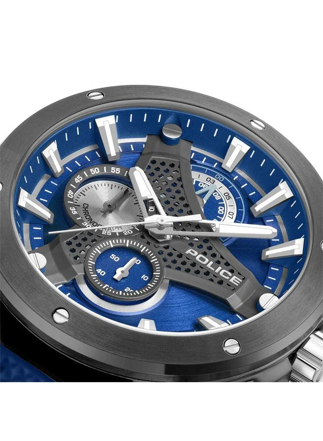 Police blue Men's Wyvern Blue Dial Silicone Strap Chronograph Watch for Men, 45mm for Men | Best Price UAE